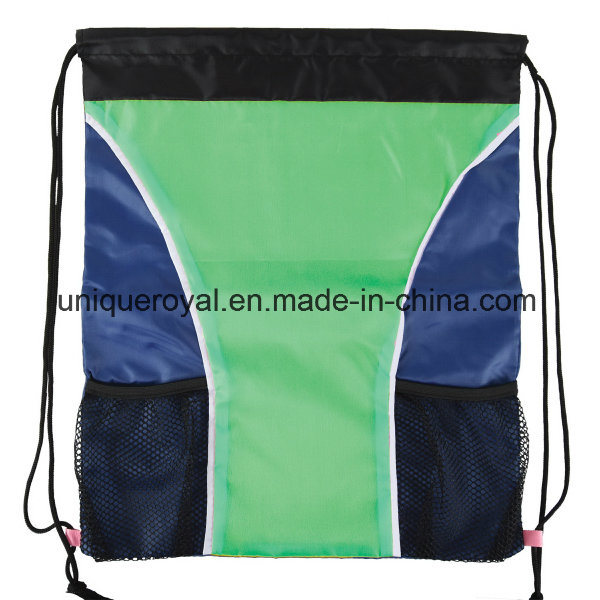 Dual Color Drawstring Bag W/ Two Water Bottle Holder