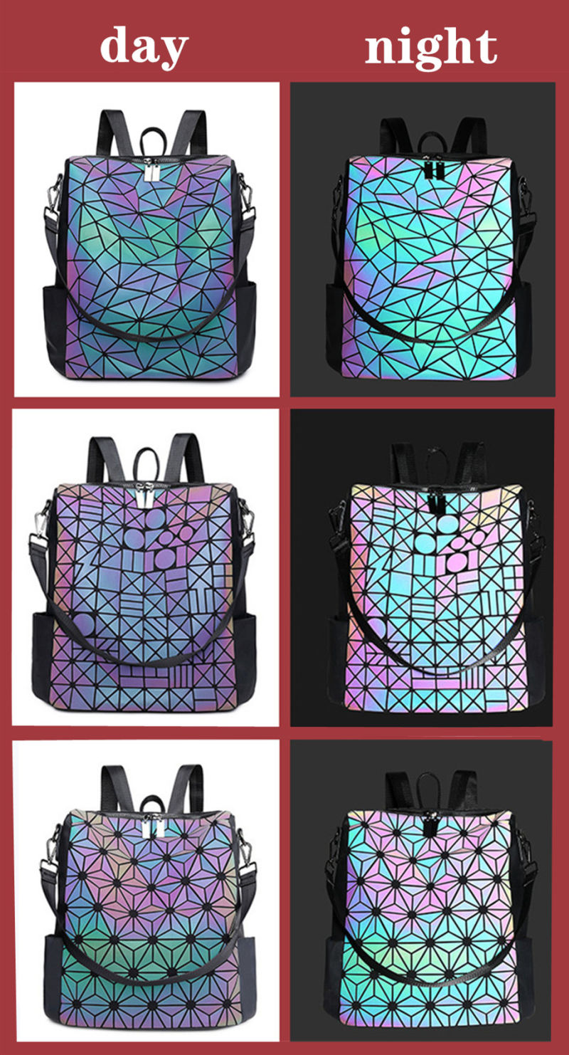 Fashion Reflective Ladies Handbags Computer School Travel Backpack Bag for Christmas Gifts