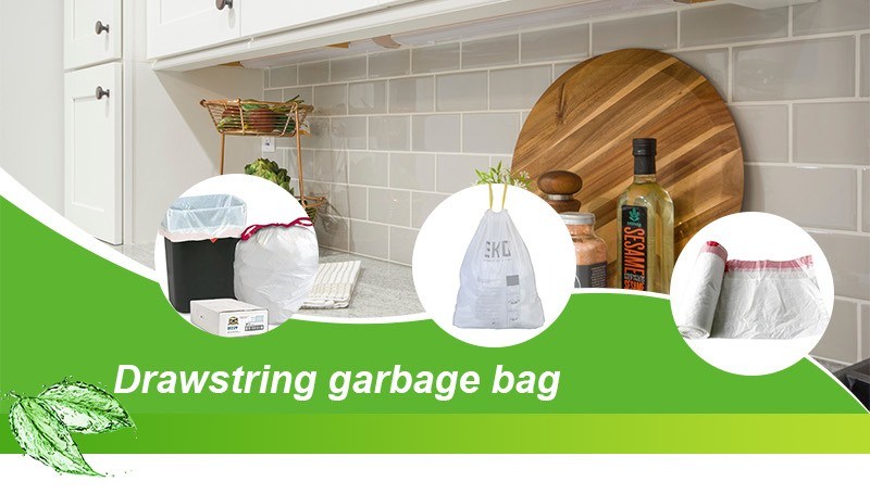 Black & White HDPE Drawstring Garbage Bag LDPE Plastic Trash Bag with Drawstring