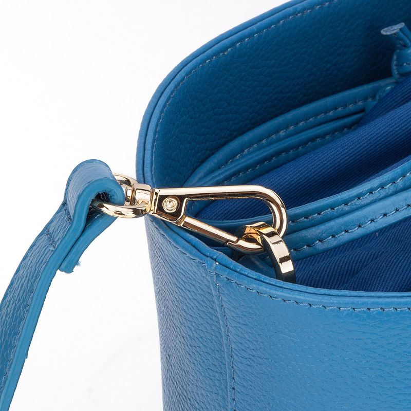 Ladies Fashion Drawstring Bucket Genuine Leather Shoulder Handbag