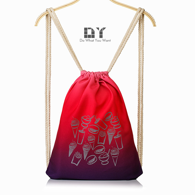 Drawstring Sports Backpack Bag with Gradual Color-Changed Design 07
