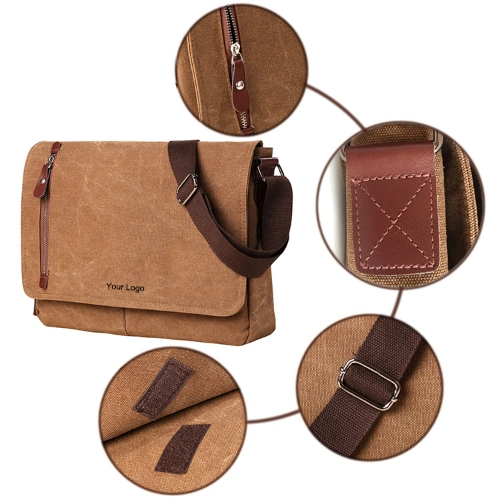 Canvas Messenger Bag for Men & Women, Travel Shoulder Bag, Sling Bag