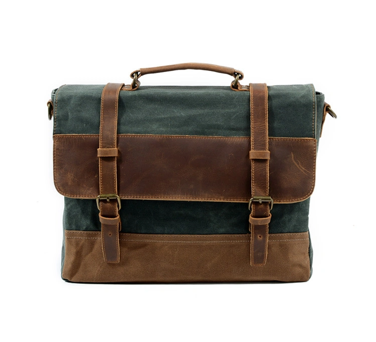 English Design Unisex Crossbody Laptop Waxed Canvas Messenger Bag (RS-88806K)