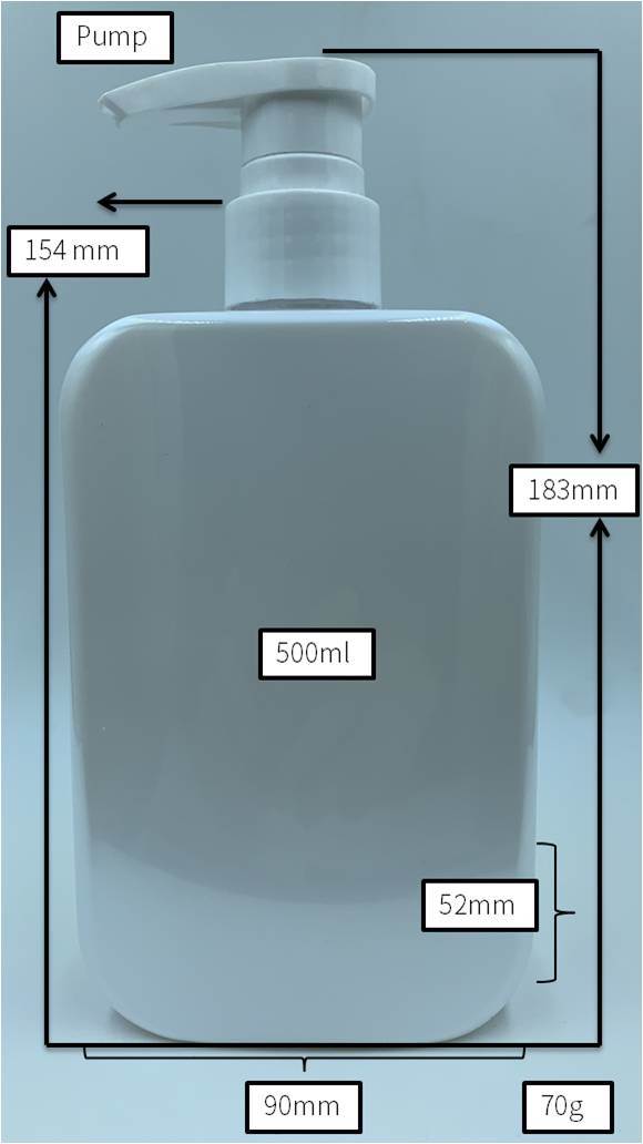 500ml Shampoo, Shower Gel and Lotion Blue Transparent Custom Pet Plastic Bottle.