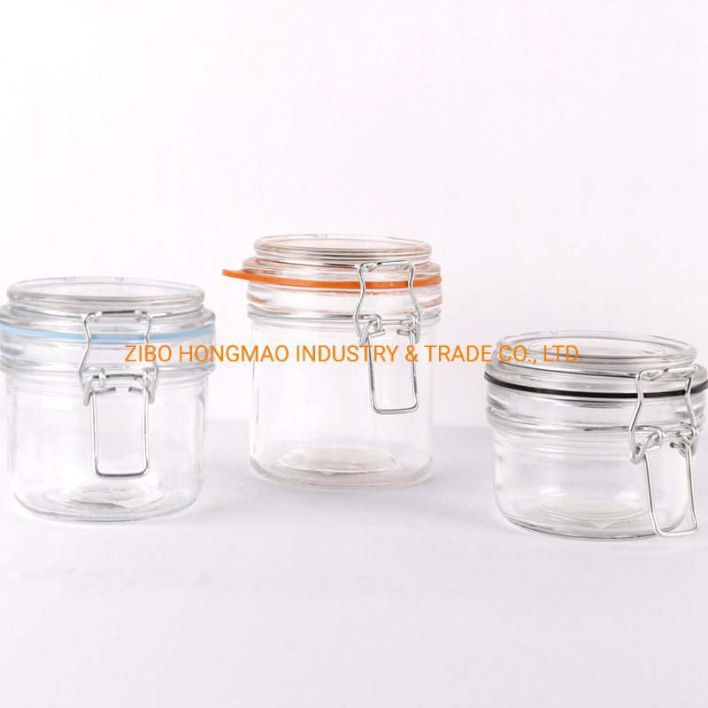 Hot Sale Food Storage Airtight Locking Clip Clear Glass Jar with Lid Wholesale