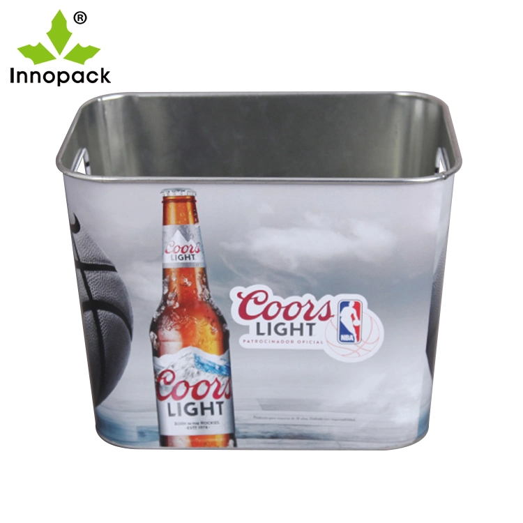 Large Capacity Square 10 Quart Galvanized Metal Ice Buckets for Freezer and Beer