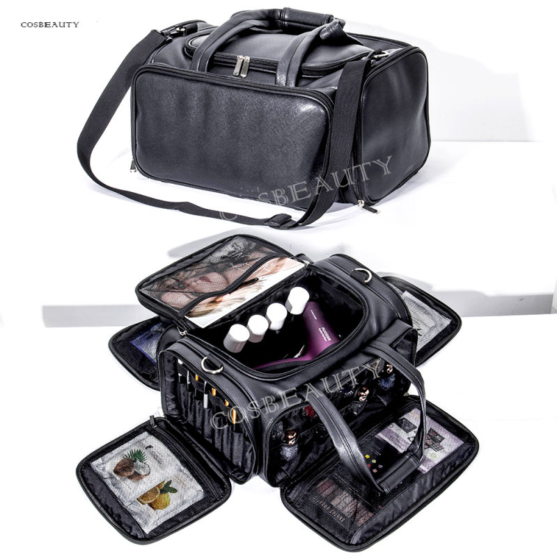 Professional Nail Polish Makeup Organizer with Elastic Belt Makeup Brush Holder Bag