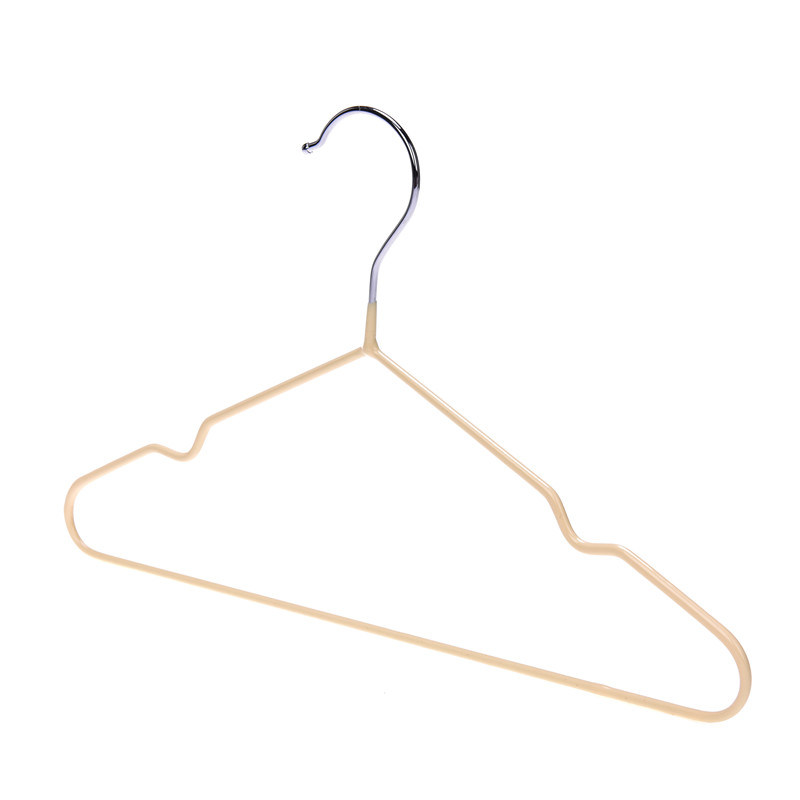 Small Size Apricot Colored PVC Coated Metal Wire Cloth Hanger for Kids