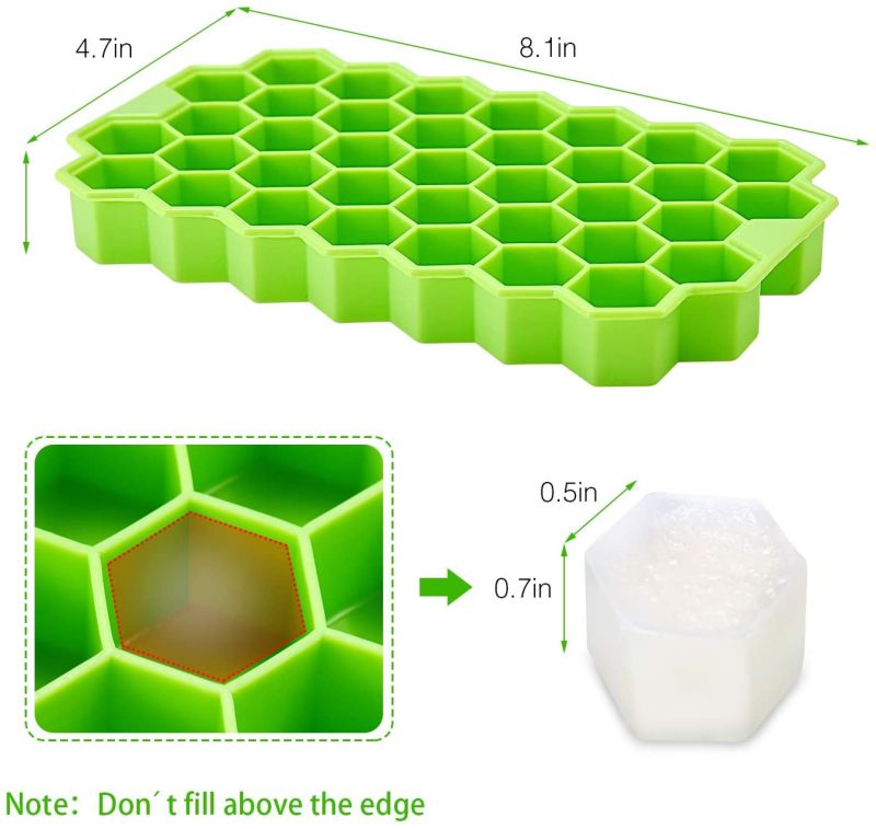 Ice Cube Trays with Lids 2-Pack 74 Ice Cubes Silica Gel Flexible