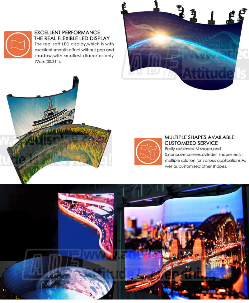 Moving Soft Curve Flexible LED Display Rental Soft LED Big Modules for Stage, Rental