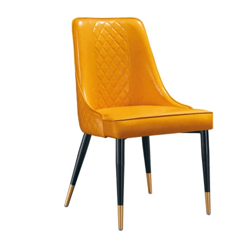 Nordic Leisure Restaurant Dining Chair with Gold Finish Metal Leg