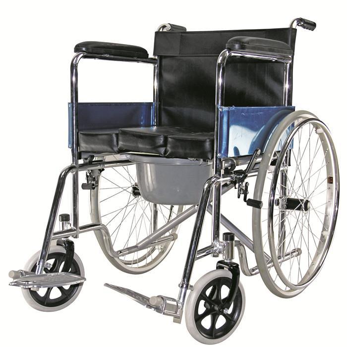 Manual Medical Fold Transport Commode Wheel Chair with Bedpan in Vietnam