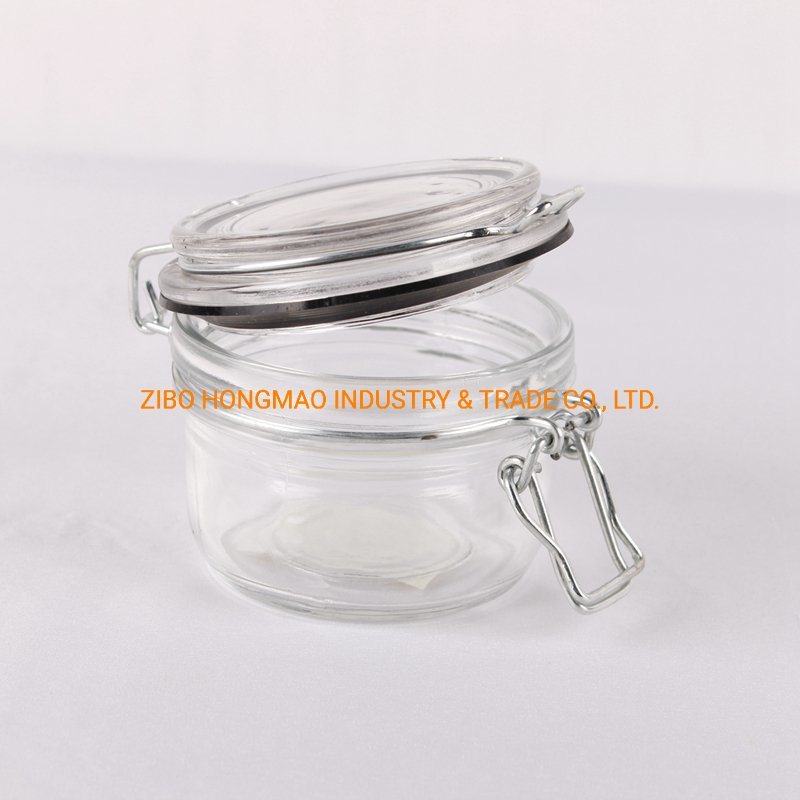 Hot Sale Food Storage Airtight Locking Clip Clear Glass Jar with Lid Wholesale