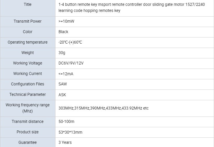 Universal Remote Control 433.92MHz Duplicator Face to Face /Hcs301 Rolling Code Remote Control 433