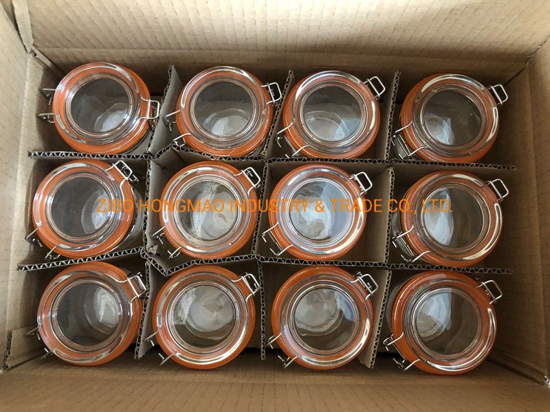 Hot Sale Food Storage Airtight Locking Clip Clear Glass Jar with Lid Wholesale