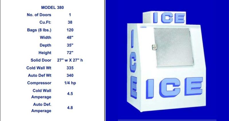 Bagged Ice Cabinet Ice Storage Bin with Slanted Door