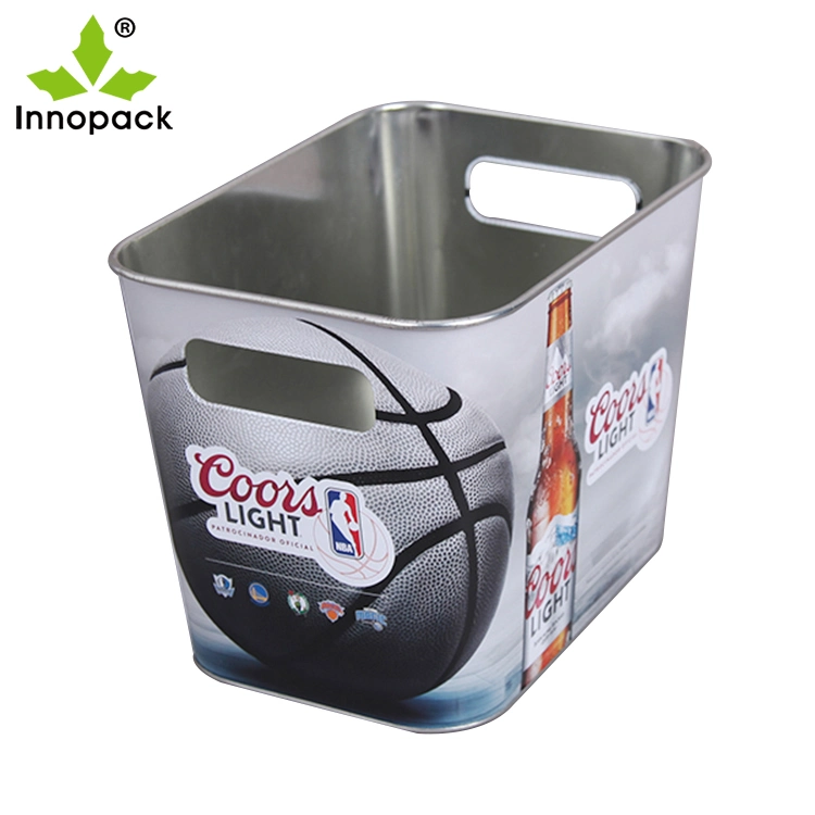 Large Capacity Square 10 Quart Galvanized Metal Ice Buckets for Freezer and Beer