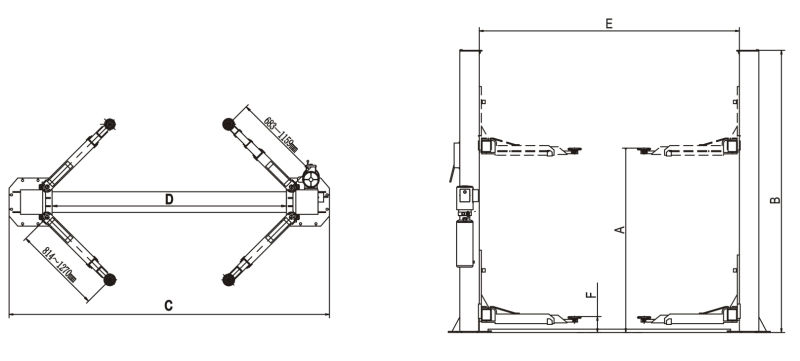 4.0t Capacity Extra-Wide, Extra-Tall Auto Lift 2 Post