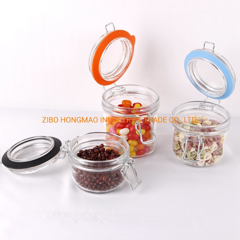 Hot Sale Food Storage Airtight Locking Clip Clear Glass Jar with Lid Wholesale