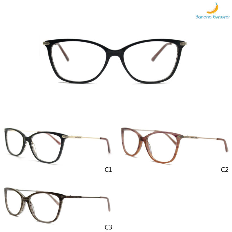 Fashionable Wholesale Big Rim Anti-Blue Light Optical Acetate Eyewear with Metal Temple