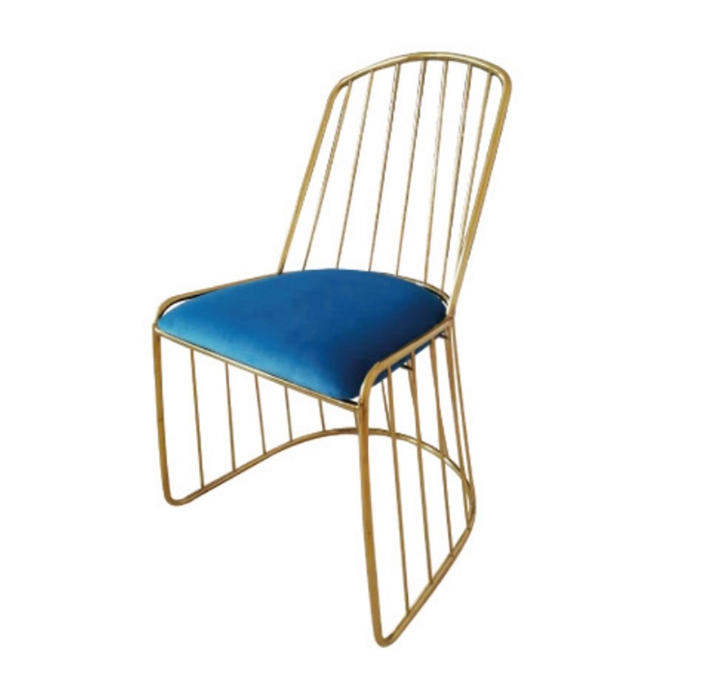 Nordic Leisure Restaurant Dining Chair with Gold Finish Metal Leg
