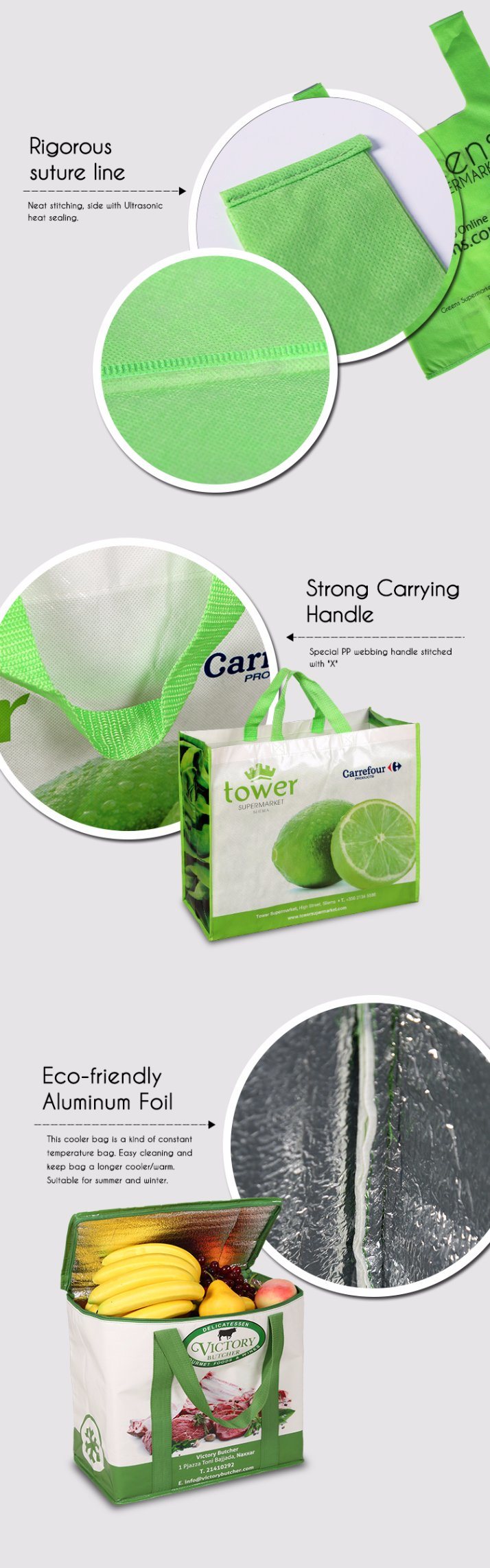 Reusable Non-Woven Laminated Shopping Trolley Bags Cooler Bag
