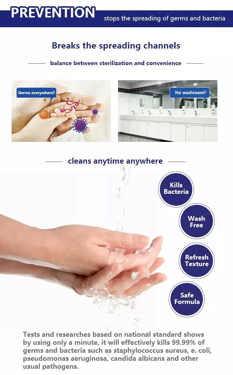 Disposable Disinfection Antibacterial Liquid Soap Anti-Influenza Long-Lasting Clean Alcohol Hand Sanitizer