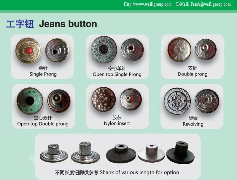 Open Top Double Prong Button for Garment, Anti Silver Color