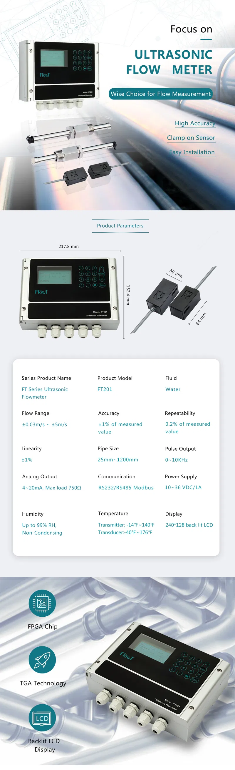 Factory Price Flowt Ultrasonic Flow Meter Flowmeter