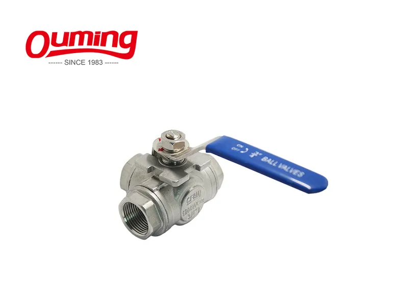 Stainless Steel L T Port Threaded 3 Way Manual Operated Ball Valve