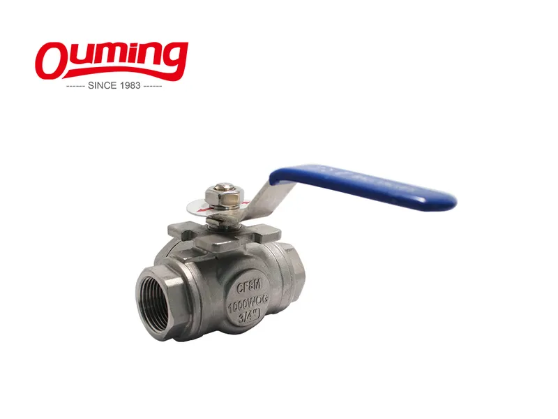 Stainless Steel L T Port Threaded 3 Way Manual Operated Ball Valve