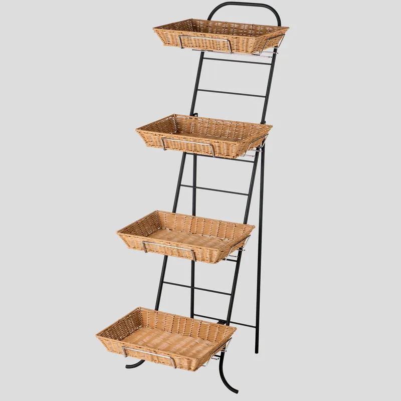 Customized Inclined Style Rattan Basket Display Stand, File Stand, Food Stand.