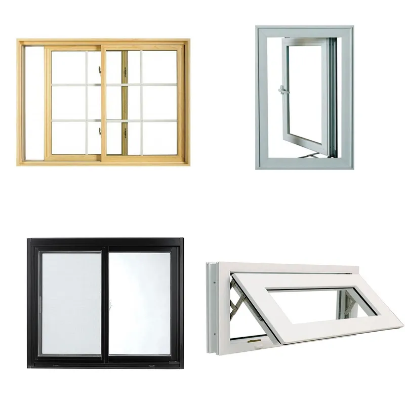 Wood Texture Aluminum Frame Horizontal Glass Sliding Window