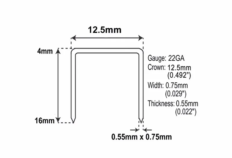 22 Gauge 1/2 Inch Crown 72 Fine Wire Staples