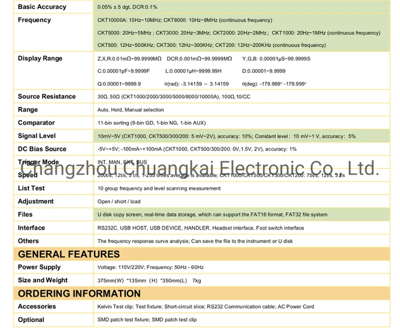 Digital Lcr Meter ESR Meter Resistance Meter 20Hz-3MHz (Model CKT3000)