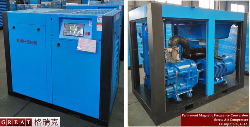 Oil Less Direct Coupled Two Stage Rotary Screw Air Compressor