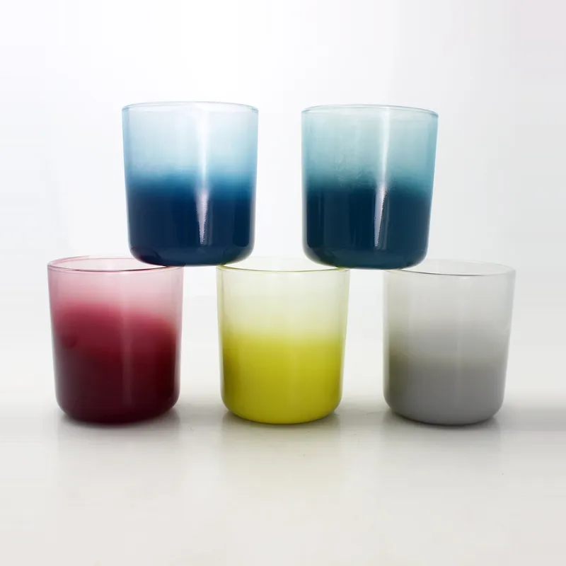 High Quality Five Colors Empty Glass Candle Holder for Wedding