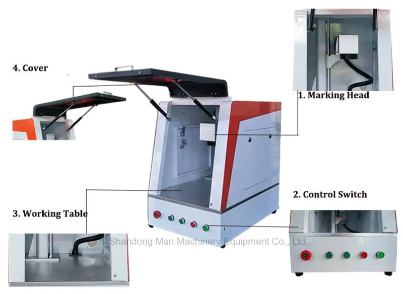 Cabinet Mini Fiber Laser Marking Machine with Rotary Devices