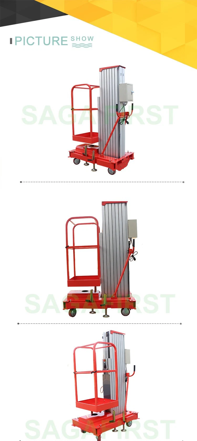 Economic Single Mast Lift Aluminum Personal Lift Cylinder Lifter