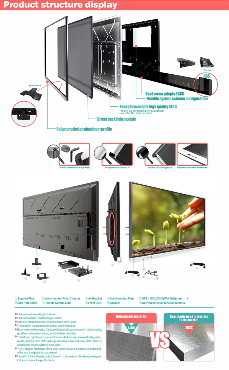 T6 Series Nesting 55 Inch SKD Electronic Iwb Interactive Whiteboard for Education and Business