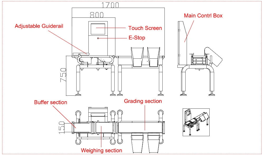 Packing Line Use Automatic Belt Conveyor Food Check Weigher Machine