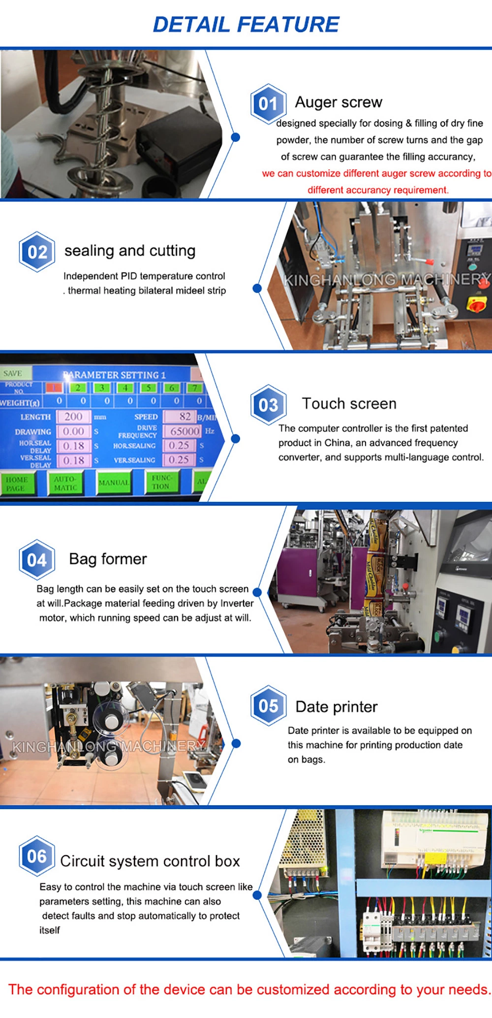 Kitech Automatic Powder Sachet 4 Side Packing Machine Filling