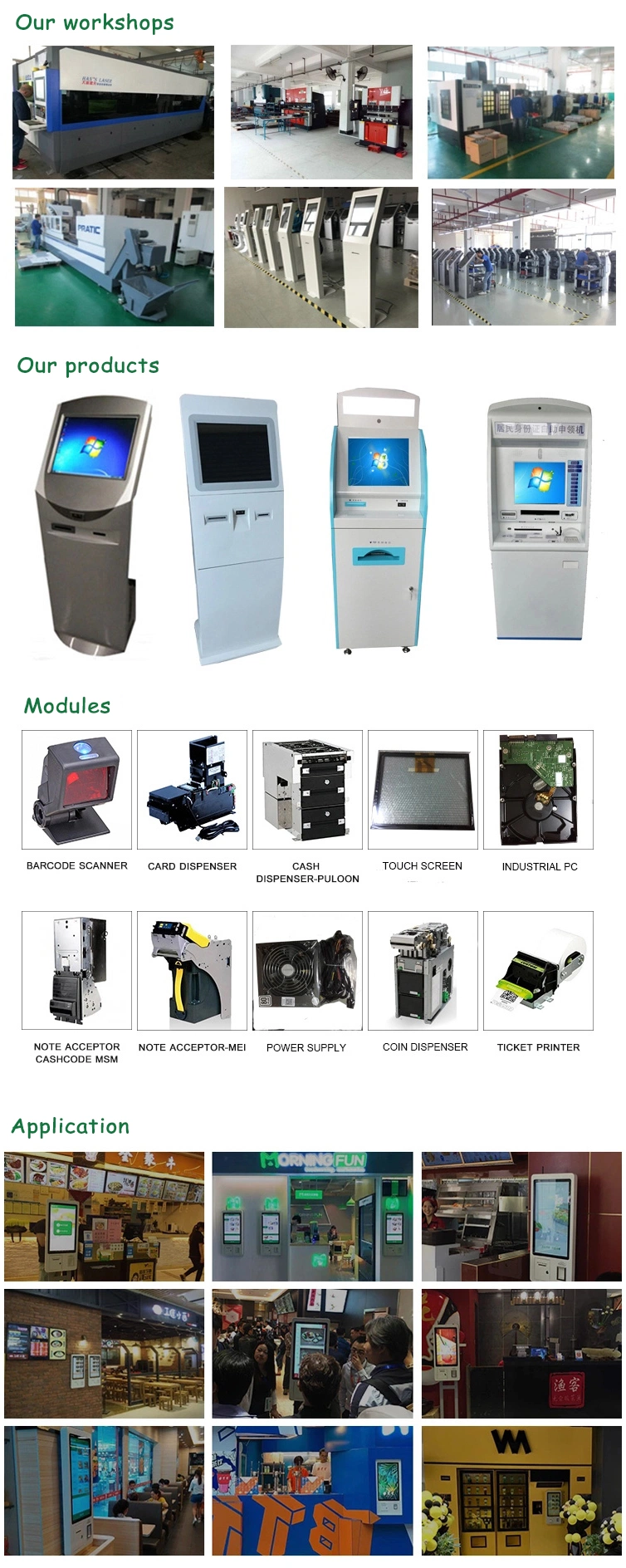 China Touch Screen Kiosk with Note Acceptor and Card Issuing Bill Payment Kiosk