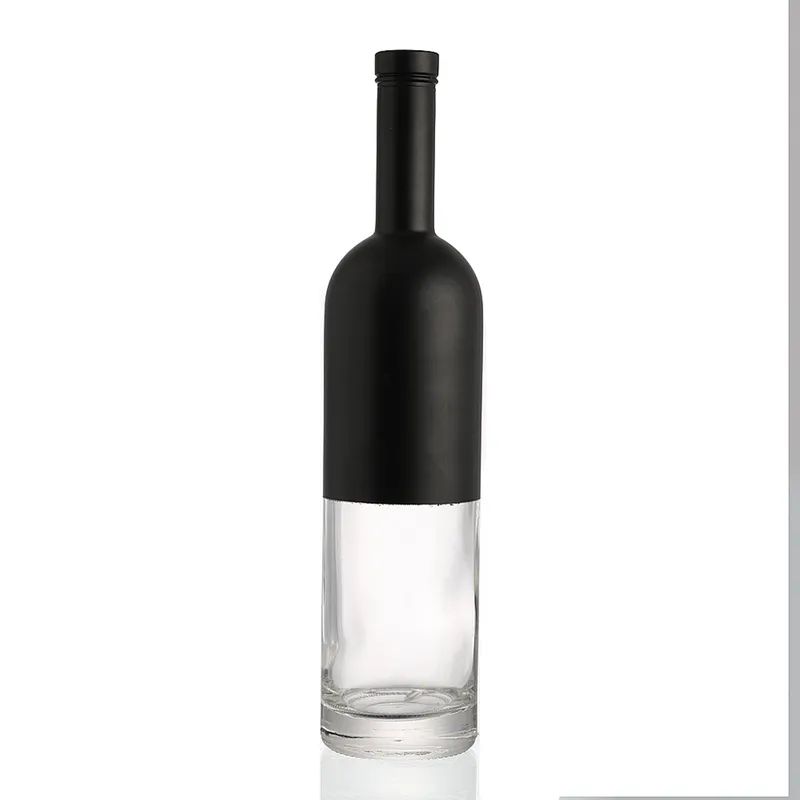 750ml High End Customised Black Glass Wine Bottle