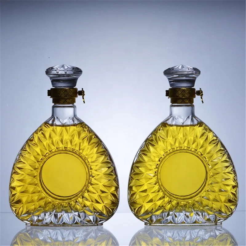 Stock Available Flower Shaped 750 Ml Empty Glass Bottle Super Flint Glass Hennessy Brandy Bottle