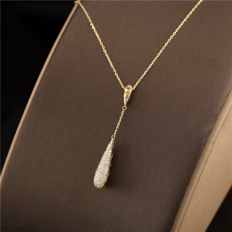 Water Drop Design Necklace Silver Gold Plated Necklace Tear Drop Necklace