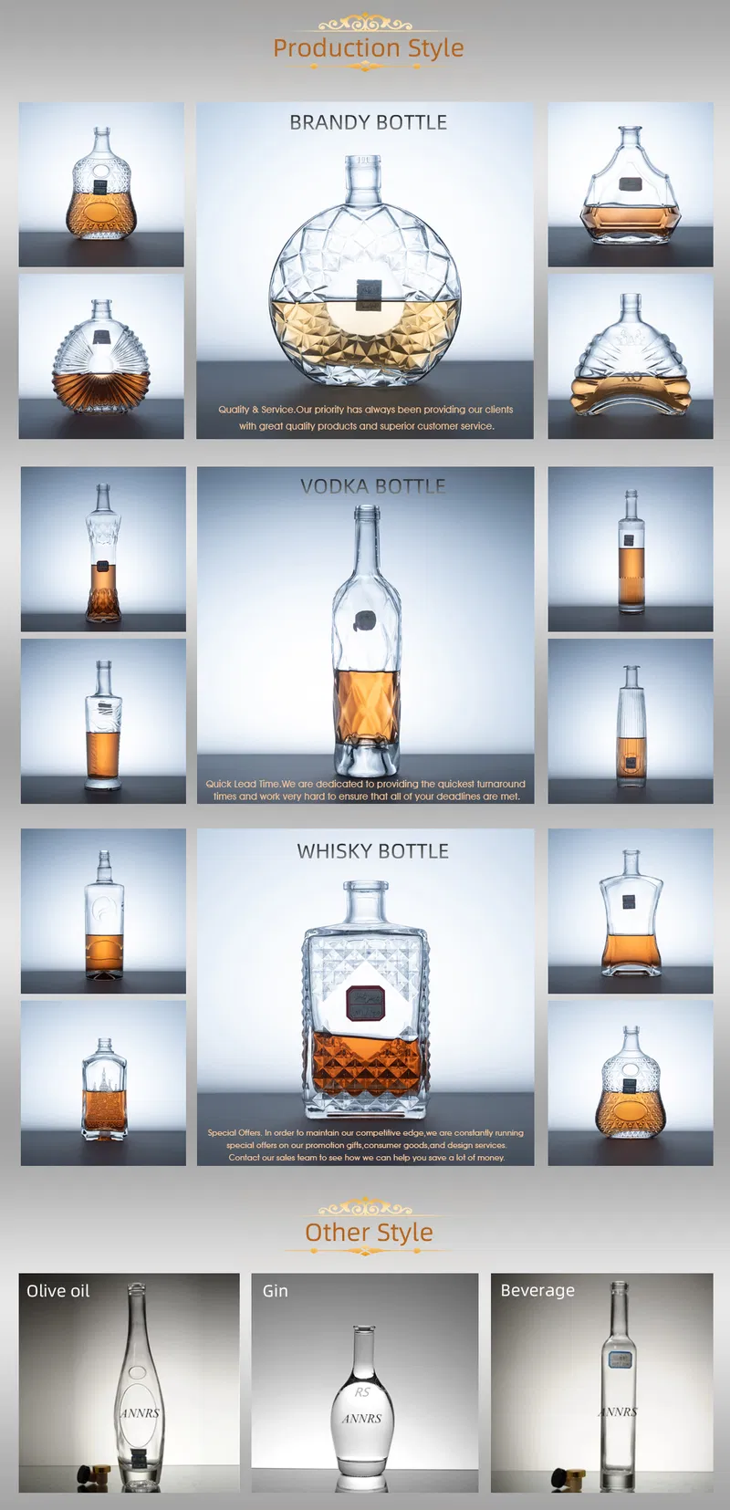 Empty Glass Liquor Bottle 750ml Whiskey Glass Bottle Manufacturer