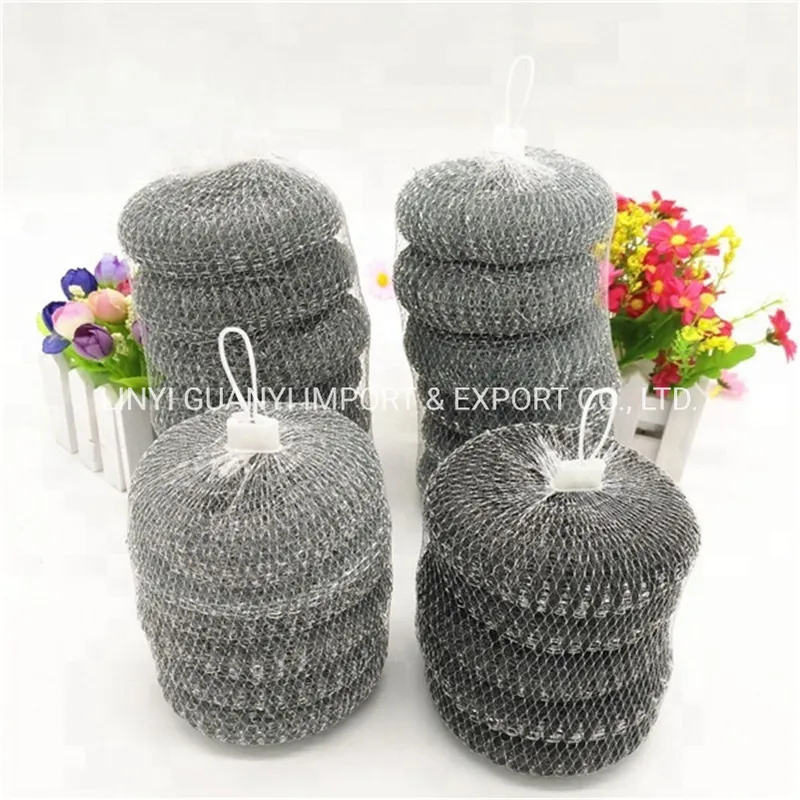 Metal Mesh Plastic Pot Scourer Cleaning Ball with Net