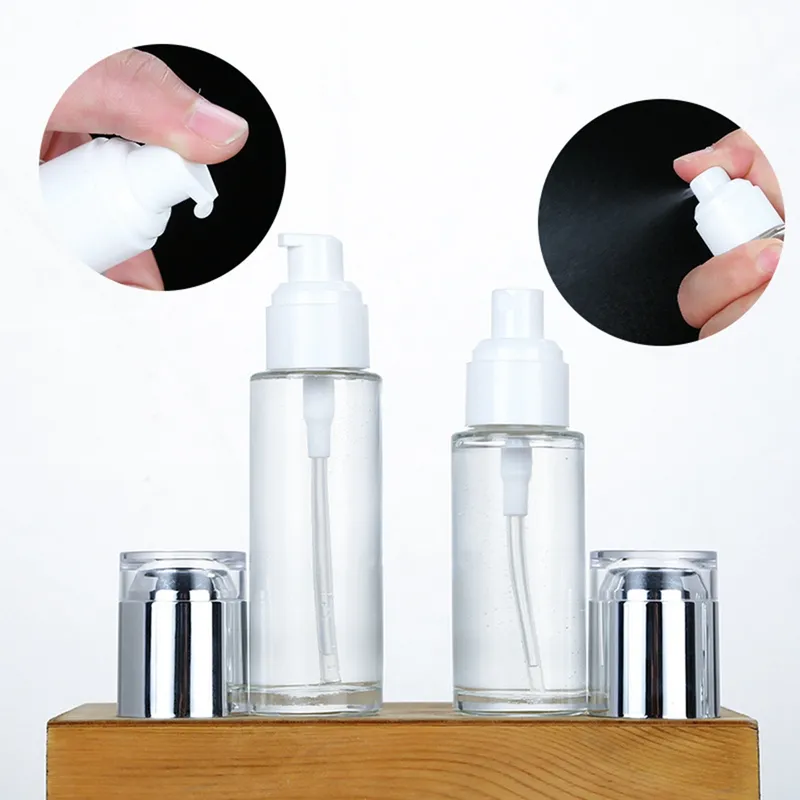 Glass Airless Pump Cosmetic Bottles 30 Ml