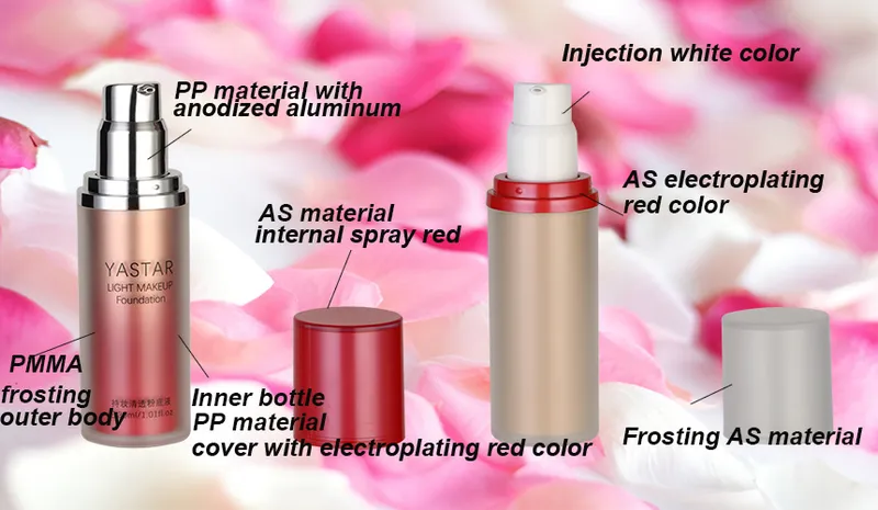 Plastic Cosmetics Packaging with Airless Pump Spray Bottle